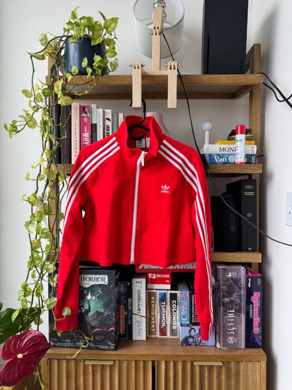 Adidas Red Track Jacket White Stripes Size M